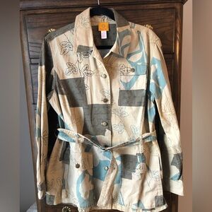 Ruby Rd. Beige and Teal Utility Jacket